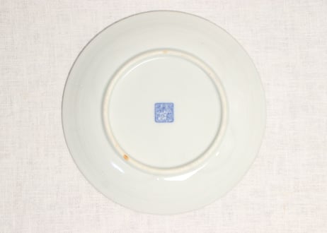 明治後期～大正銅判金彩汐汲み人物図7寸皿