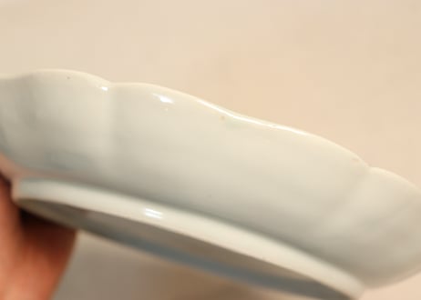 江戸幕末染付柳に牡丹図７寸皿①