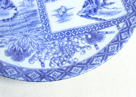 明治後期～大正銅判山水図尺皿② 高台ホツ