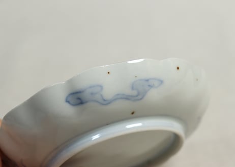 明治前期色絵鶴と松竹梅図通り物小皿