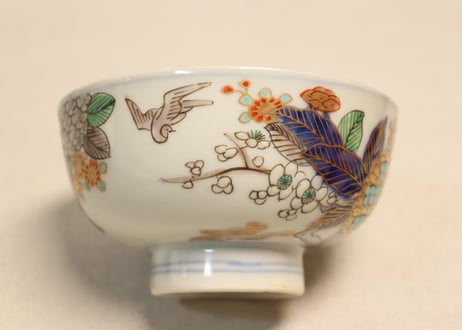 明治前期色絵紫陽花図蒸茶碗