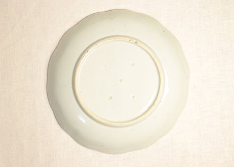 江戸幕末染付柳に鷺図9寸皿 少フリモノ