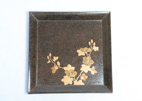 梨地蒔絵草花銘々図吸物膳　６客組(内4客小キズ)