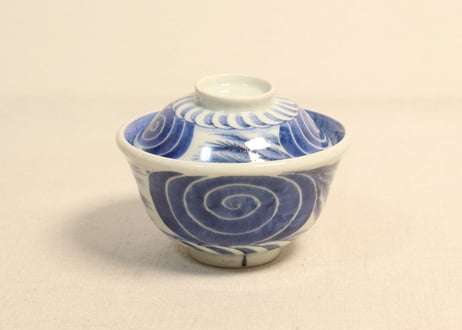 古平戸焼 染付 松竹に龍虎の図 蓋付湯呑 み茶碗 茶道具 江戸時代 古平戸焼 染付 松竹に龍虎の図 蓋付湯呑 み茶碗 茶道具
