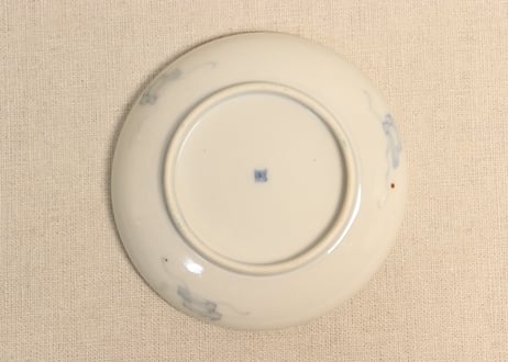 明治前期色絵梅に鶯図小皿