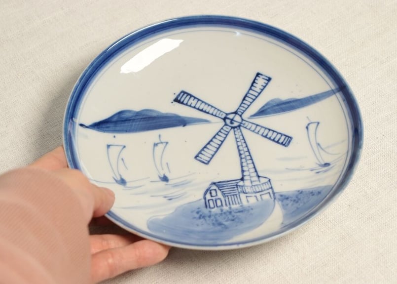 大正～昭和戦前ゴム判風車図6寸皿 | 吉祥寺PukuPuku