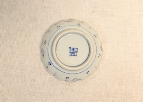 江戸幕末染付山水窓絵散らし図豆皿①