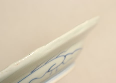 江戸幕末染付山水図幾何学文縁7寸皿① フリモノ