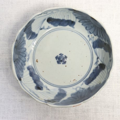 くらわんか　染付　瓢箪に葉紋様の図　５寸半皿　E523AS-CIg くらわんか 染付 瓢箪に葉紋様の図 5寸半皿 E523AS-CIg