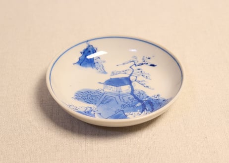 大正～昭和戦前ゴム判山水図小皿