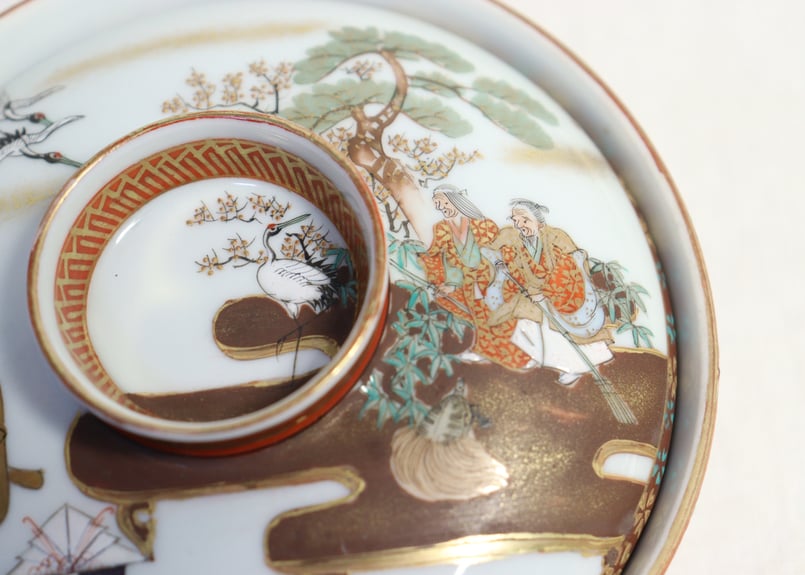明治前期九谷焼色絵高砂図通り物飯茶碗① | 吉祥寺PukuPuku