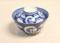 江戸後期染付団龍と宝珠図蓋茶碗