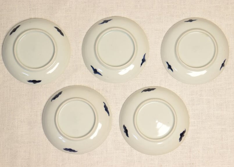 ◆染付菊形輪花皿7枚 花文 小皿中皿 旧家蔵出し品 美品 江戸幕末期〜明治初期◆ 古染付 更紗文輪花七寸皿」 明時代末〜清時代初 径約20.5cm高さ