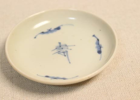 江戸後期染付寿文字と蝙蝠図豆皿①