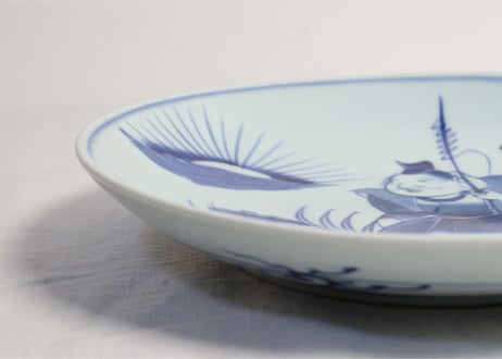 江戸幕末染付恵比寿様図9.5寸皿