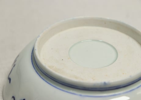 明治前期染付麒麟と牡丹図なます皿①