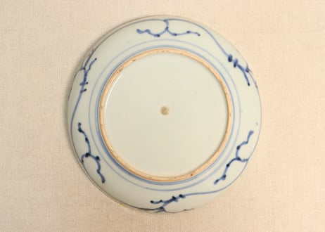江戸中期染付鉄線図６寸皿②　小ニュウ有
