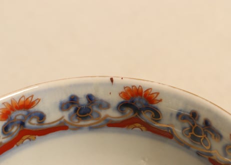 明治前期色絵龍と宝珠に人物図通り物飯茶碗②蓋少甘手