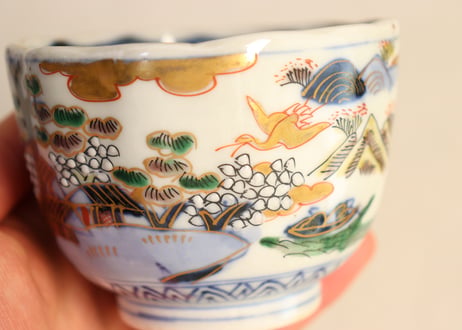 明治前期色絵山水図通り物向付①