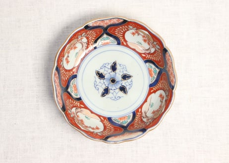 江戸中期色絵四方に紅葉と藤図なます皿5客組