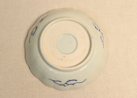 江戸後期染付四方に柘榴図なます皿②少かたつき