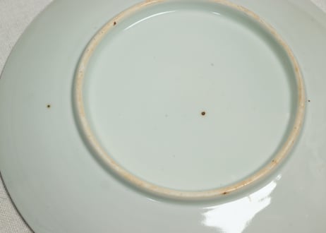 明治後期～大正銅判色絵牡丹と水仙図７寸皿①