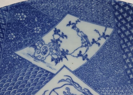 明治後期~大正銅判窓絵散らし図尺皿