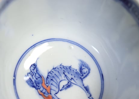 明治前期色絵麒麟と花鳥図通り物向付