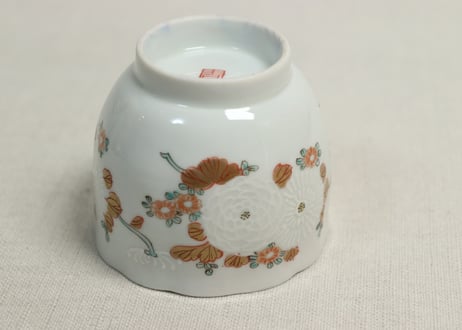 明治前期色絵三方菊図通り物向付