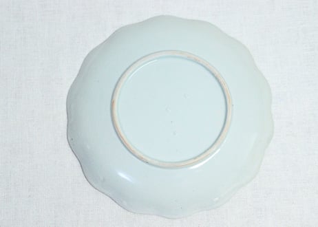 江戸幕末染付金魚図7寸皿③　甘手，かたつき