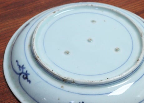 江戸中期染付鮎図6.5寸皿　小ホツ