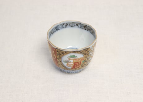 明治前期色絵桃と松竹梅図向付