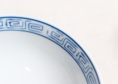 大正～昭和戦前ゴム判色絵菊図蓋茶碗