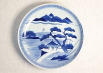 江戸幕末染付山水図尺皿