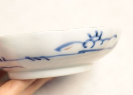 明治前期色絵桐と花図小皿