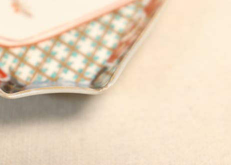 明治前期色絵葡萄図ひし形皿②ノミホツ