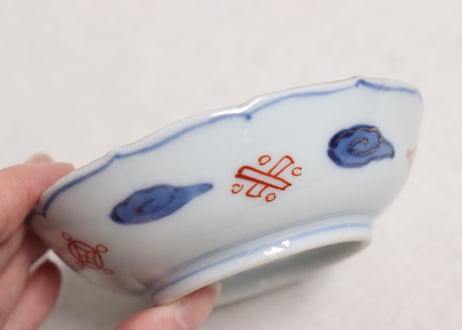 明治前期色絵撫子に蝙蝠図小皿