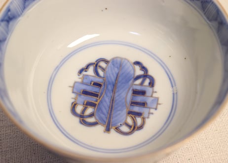 明治前期色絵四君子図通り物飯茶碗 ノミホツ