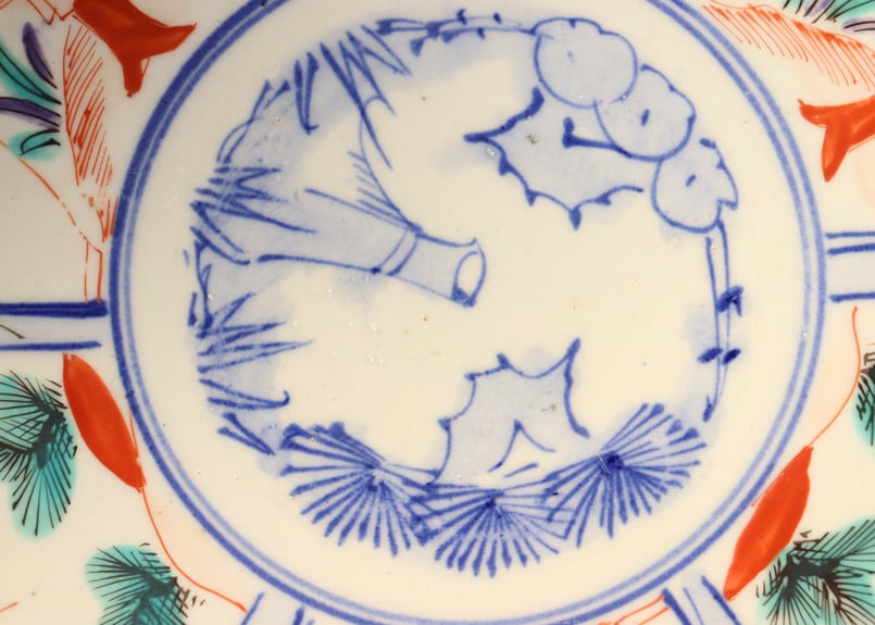 明治後期～大正色絵唐子と松鶴図7寸皿 | 吉祥寺PukuPuku