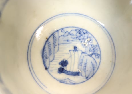明治前期色絵菖蒲と花図向付　フリモノ