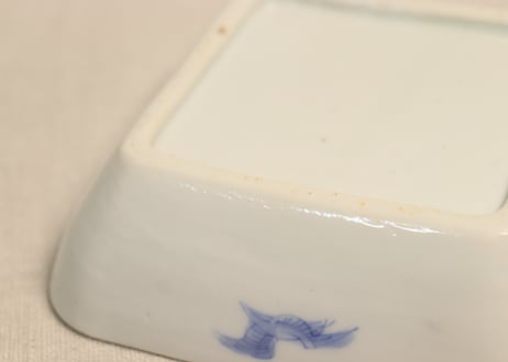 明治後期～大正染付鷺図角小鉢