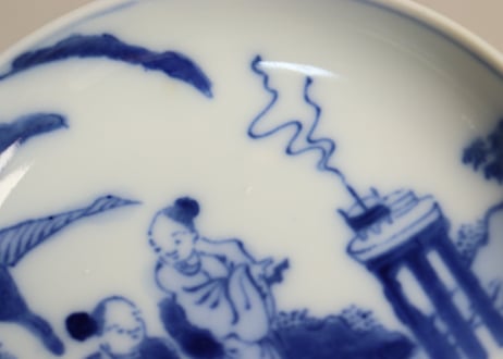 明治後期~大正銅判芭蕉と人物図小皿