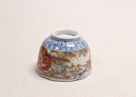 明治前期色絵松竹梅に鶴亀図通り物小向付