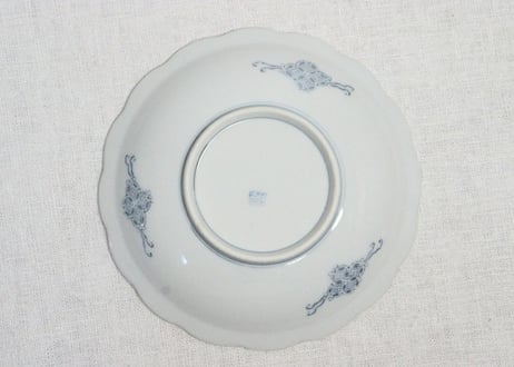 大正~昭和戦前ゴム判山水図5寸皿(統制番号)