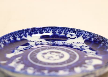 明治前期紙刷唐子図4,5寸皿