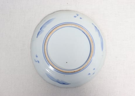明治前期金彩染付山水図7寸皿