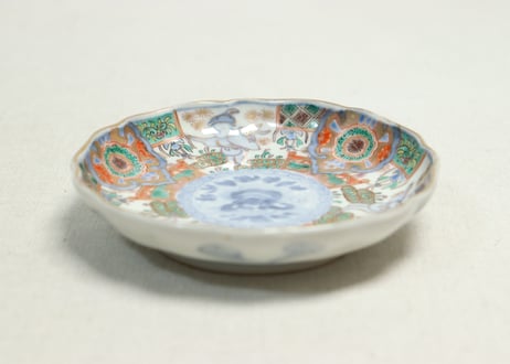 明治前期色絵獅子牡丹と人物図通り物小皿②薄め