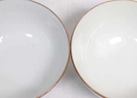 明治前期九谷焼色絵松鶴図通り物飯茶碗
