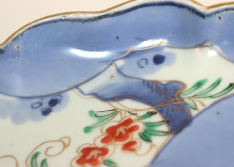 江戸中期色絵桐に蔦花図7寸皿①