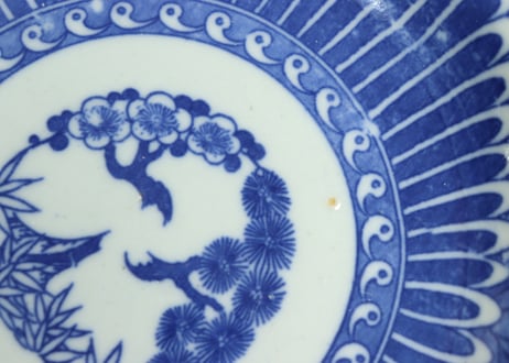 明治後期～大正銅判菊と角花弁図6寸皿